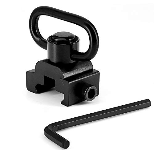 Quick Release Detach Sling Swivel with Push Button and 1.44 Loop. High Strength Steel QD Sling Attachment for 20mm Picatinny Weaver Rail Mount  1 pcs