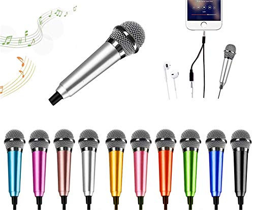 Mini Karaoke Microphone Mini microphone Mini Voice Recording Microphone Portable Karaoke Mic for Singing Recording Voice Recording  Silver