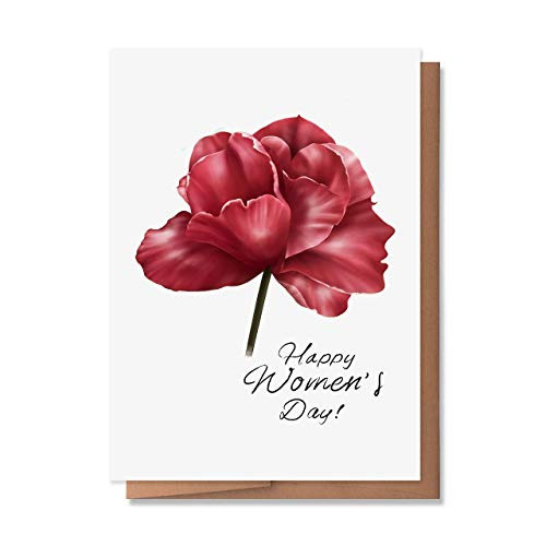 Wunderkid Happy Womens Day Card 2021 Beautiful Rose Card for Woman Best Friend  1 Single Card Blank inside