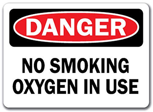 Danger Sign - No Smoking Oxygen in Use - Safety Sign Label Decal Sticker Retail Store Sign Sticks to Any Surface 8 inch