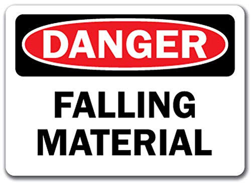 Danger Sign - Falling Material - Safety Sign Label Decal Sticker Retail Store Sign Sticks to Any Surface 8 inch