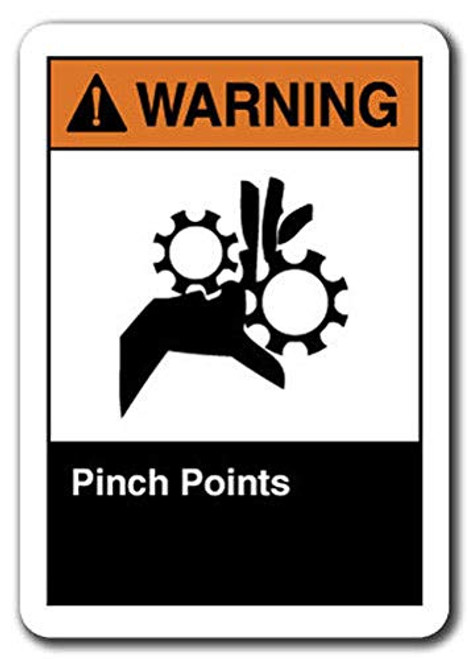 Warning Sign - Pinch Points Safety Sign ansi OSHA Label Decal Sticker Retail Store Sign Sticks to Any Surface 8 inch