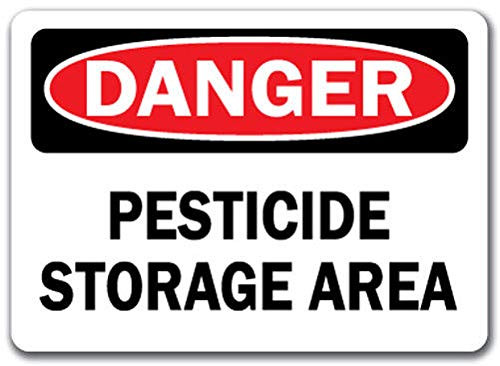 Danger Sign - Pesticide Storage Area - Safety Sign Label Decal Sticker Retail Store Sign Sticks to Any Surface 8 inch