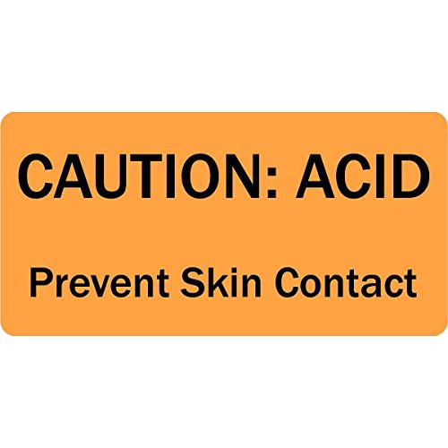 Caution Acid Medical Healthcare Labels - 500 Labels Per Roll