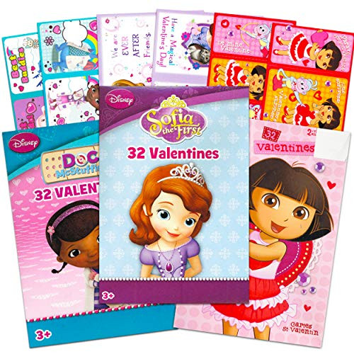 Valentines Day Cards for Toddlers Kids Classroom   96 Valentines Exchange Cards for Students Teachers   Dora the Explorer Sofia the First Doc McStuffins   24 Designs   School Preschool Daycare