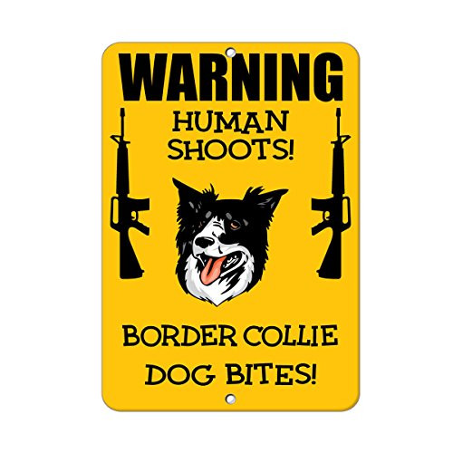 Border Collie Dog Human Shoots Fun Novelty SignVinyl Sticker Decal 8 inch