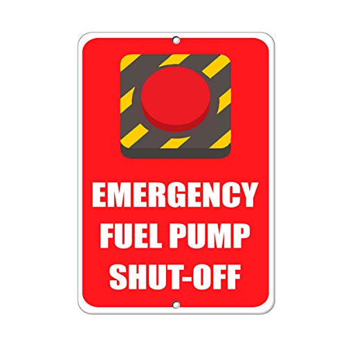 Emergency Fuel Pump Shut Off Hazard Sign Emergency Vinyl Sticker Decal 8 inch