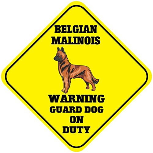 Belgian Malinois Warning Guard Dog On Duty Crossing Novelty SignVinyl Sticker Decal 8 inch
