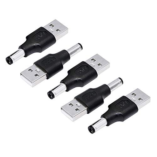SinLoon USB to DC Adapter USB 2.0 A Male to DC 5.5x2.1mm DC Male Connector Charge Barrel Jack Power Adapter for DC or USB Charging Device  M 5521