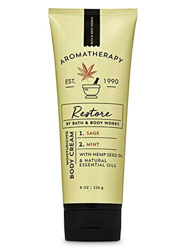 Bath and Body Works Body Care Aromatherapy Moisturizing Body Cream w Essential Oils - 8 oz Many Scents  Restore - Sage  and  Mint Oil