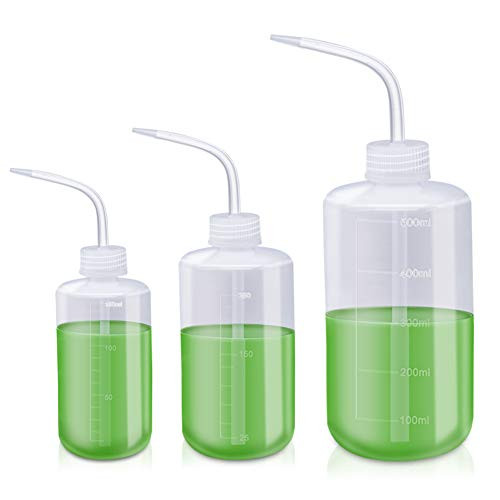 OWIKAR Watering Cans Plant Flower Succulent Watering Bottles Plastic Safety Squeeze Bottle with Bend Nozzle and Scale Label Gardening Tool  150mlplus 250mlplus 500ml