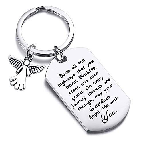 Drive Safe Keychain New Driver Gifts Dad Boyfriend Gifts May Your Guardian Angel Ride with You silver Drive Safe Keychain New Driver Gifts Dad Boyfriend Gifts May Your Guardian Angel Ride with You silver