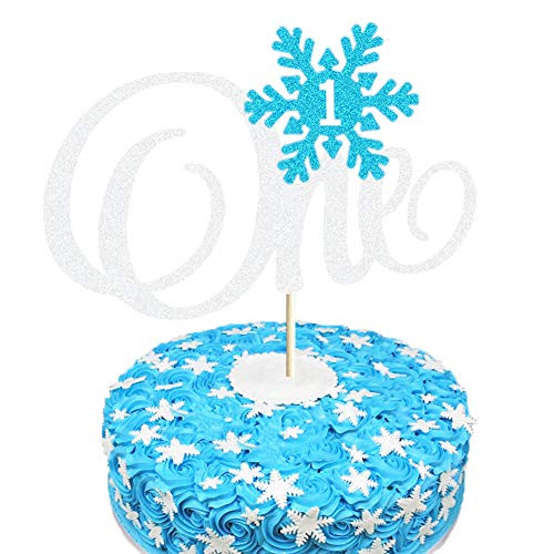 Snowflake One Cake Topper Winter Onederland First Birthday Cake Decor Winter Wonderland 1st Birthday Baby Shower Party Cake Supplies Decorations