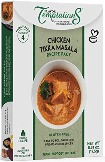 CHICKEN TIKKA MASALA INDIAN FOOD SPICES by Flavor Temptations. Home Cook CURRY Dishes with Beginner Seasoning Set. Gluten free Salt free. 1 Pack. Serves 4.