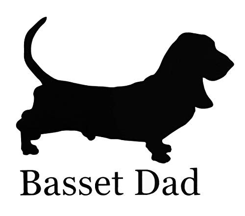 Custom Basset Hound Dad Vinyl Decal - Dog Breed Bumper Sticker for Laptops or Car Windows - Personalized Pick Size and Color Side Silhouette Style