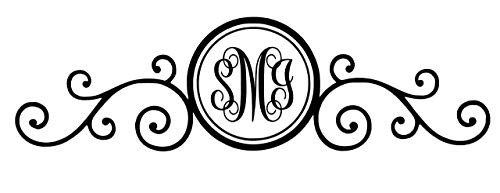WickedGoodz Custom Initial Monogram Decal - Personalized Bumper Sticker for Tumblers Laptops Car Windows - Scroll Flower Design
