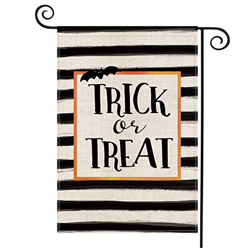 AVOIN Trick or Treat Garden Flag Vertical Double Sized Halloween Yard Outdoor Decoration 12.5 x 18 Inch