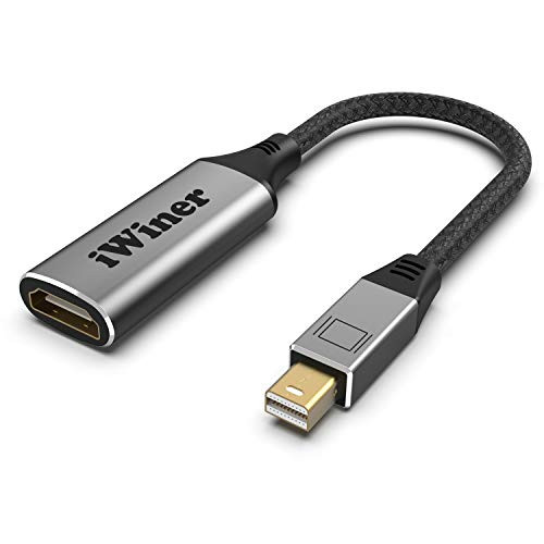 Mini DisplayPort to HDMI Adapter iWiner Thunderbolt to HDMI Adapter Braided Aluminum Shell Mini DisplayPort to HDMI for MacBook Air Pro iMac Surface Pro Dock to HDMI Monitor Projector