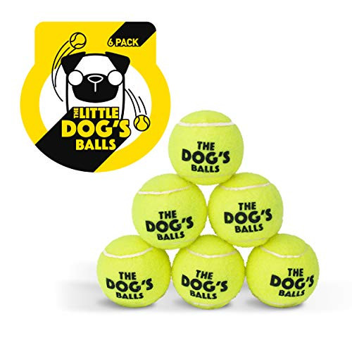 The Little Dogs Balls Dog Tennis Balls 6-Pack Yellow Dog Toy Premium Strong Dog  and  Puppy Ball for Training Play Exercise and Fetch