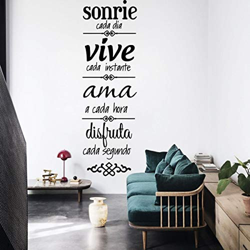 Sonrie Vive AMA Wall Decal Stickers  Vinyl Verses Wall Decor Home Background Decor Wall Art Sticker Spanish Family Rules Wall Decals Stickers Sayings Words Art Decor