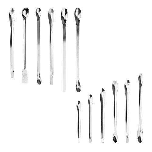 ULTECHNOVO 12pcs Stainless Steel Lab Spatulas Micro Scoops Long Sampling Spoons Laboratory Mixing Spoons