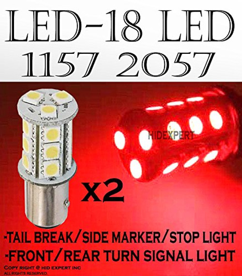 ICBEAMER 2 pcs BAY15d 1034 1157 1158 1493 2057 2357 18 LED 5050 SMDs Chips Replace Halogen Light Bulbs  Color Red
