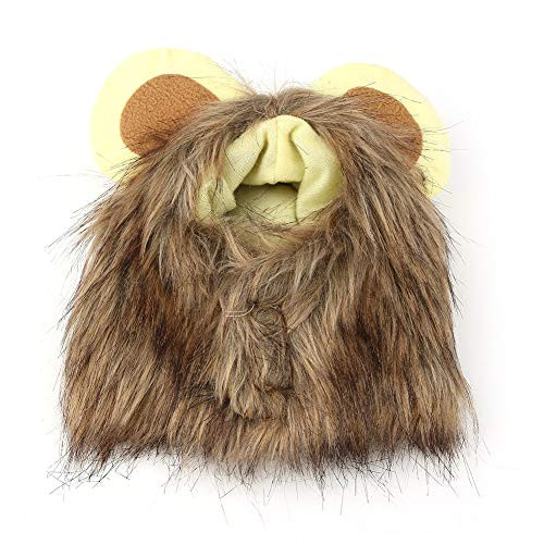 Borlai Lion Mane Wig with Ears Funny Cute Furry Pet Clothing Accessories Autumn Winter Hat Theme Party Costume