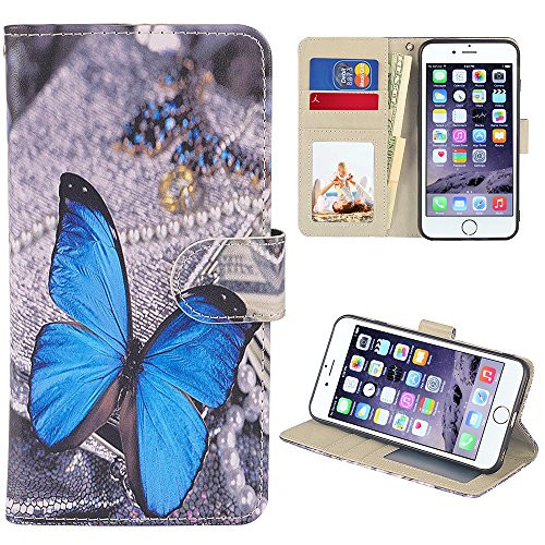 UrSpeedtekLive iPhone 6S Plus Case iPhone 6 Plus Case Premium PU Leather Flip Wallet Case Cover with Card Slots Holder  and  Stand for Apple iPhone 6s Plus 6 Plus Butterfly