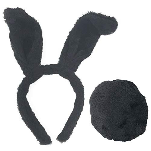NOVELTY GIANT WWW.NOVELTYGIANT.COM Black Bunny Ears Headband with Black Fluffy Tail