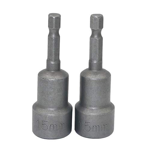 Hex Shank Magnetic Nut Driver Power Screw Drill Bits Socket Wrench Tools 2Pcs  15mm