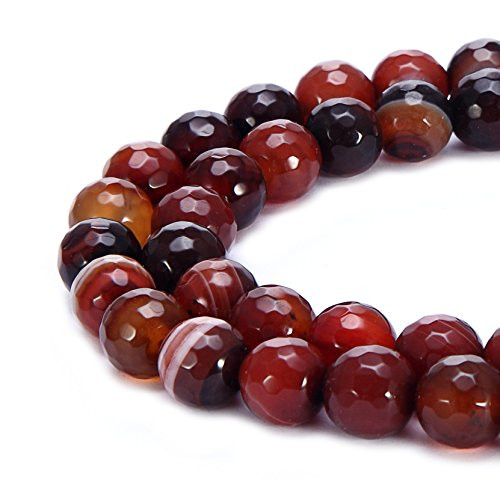 BRCbeads Natural Colorful Stripe Agate Gemstone Loose Beads Faceted Round 8mm Crystal Energy Stone Healing Power for Jewelry Making