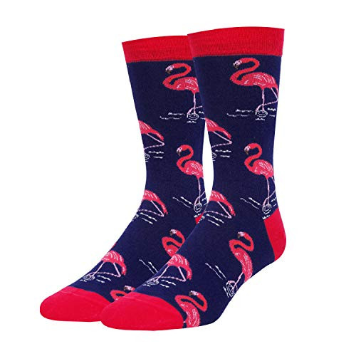 Happypop Mens Flamingo Socks Funny Crazy Novelty Cotton Crew Socks in Black Gift Happypop Mens Flamingo Socks Funny Crazy Novelty Cotton Crew Socks in Black Gift