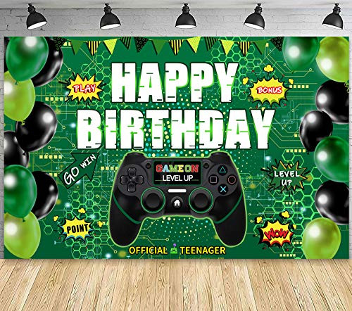 Video Game Party Supplies Happy Birthday Gaming Banner Game on Birthday Party Backdrop Welcome Sign Pixelated Video Game Backdrop Games Sign for Video Game Wall Decoration Photo Props Tablecloth 70.8 x 43.3 inch