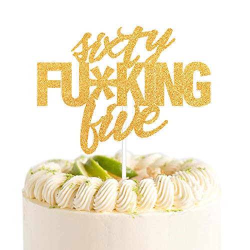 Sixty Five Gold Glitter Cake Toppers 65 Years Old 65th Birthday Anniversary Party Decorations Supplies