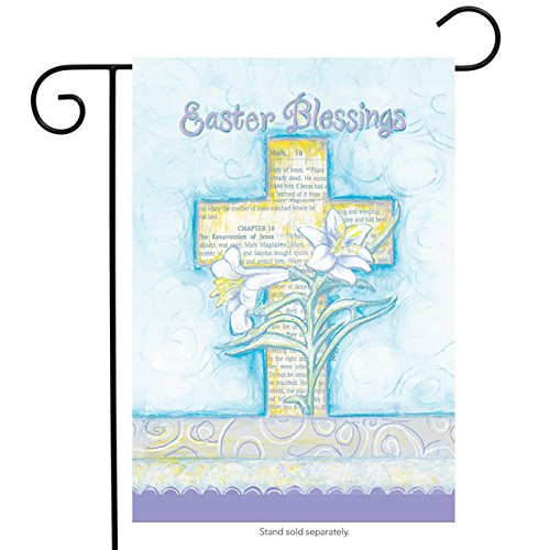 Briarwood Lane Easter Blessings Garden Flag Cross  and  Lilies Religious 12.5 inch x 18 inch