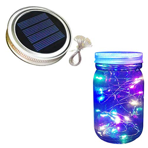 zuoshini Solar Mason Jar Lights Hanging Solar Mason Jar Lid Lights Solar Garden Lights Mason Jars with Lids Solar Jar Lid String Lights LED Waterproof Fairy Jar Lids Lights  Not Including jar