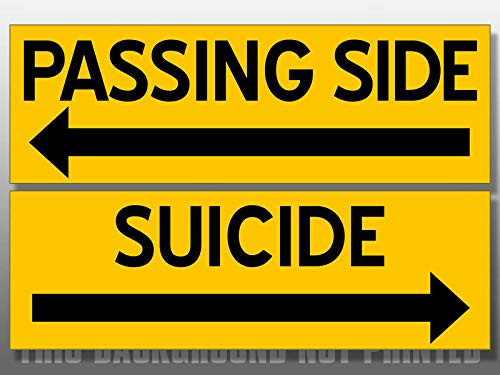 JR Studio Set of 2 3x9 inch Passing Side and Suicide Bumper Sticker - Safety Truck semi Vinyl Decal Sticker Car Waterproof Car Decal Bumper Sticker