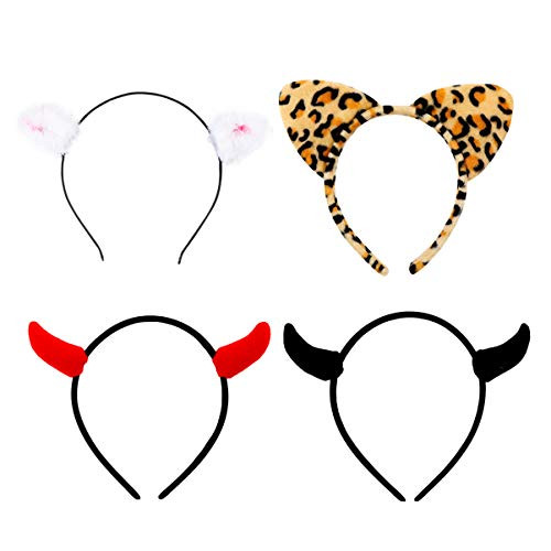 Lurrose 4pcs Halloween Zoo Animals Headbands Devil Horns Cat Ears Leopard Cosplay Hair Hoops Horn Hairbands for Girl Kids Birthday Halloween Christmas Costume Party Lurrose 4pcs Halloween Zoo Animals Headbands Devil Horns Cat Ears Leopard Cosplay Hair Hoops Horn Hairbands for Girl Kids Birthday Halloween Christmas Costume Party