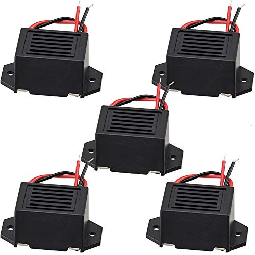 PAGOW Mini Buzzers with Leads 5 Packs 12V 400Hz Morse Code Mechanical Electronic Components Rectangular Buzzers