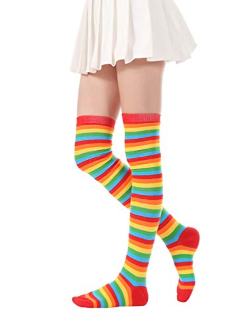 Over Knee Striped Socks Warm Long Thigh High Socks Knit Stocking Socks For Women Girls Rainbow Over Knee Striped Socks Warm Long Thigh High Socks Knit Stocking Socks For Women Girls Rainbow