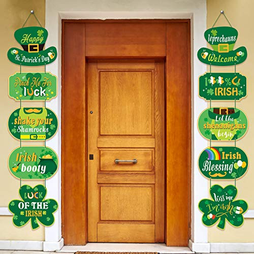 St. Patricks Day Door Sign Irish Door Hanging Welcome Sign Shamrock Porch Sign St. Patricks Day Door Decorations for St. Patricks Day Party Home Office