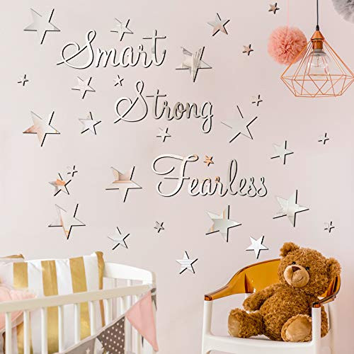 Mirror Wall Decor Stickers Removable Star Mirror Stickers Mirror Stickers for Walls 3D Acrylic Mirror Wall Decor for Wall Home Bedroom Living Room Decoration  Silver
