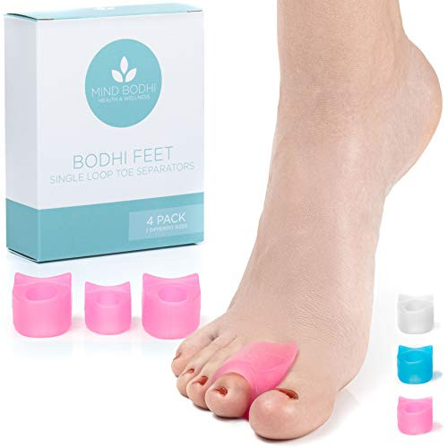 Mind Bodhi Toe Separators 4-Pack Small and Large to Cushion The Big Toe and Prevent it from Drifting Inwards Toe Spacers Toe Spreader Toe Straightener Bunion Corrector Toe Stretcher - Pink Mind Bodhi Toe Separators 4-Pack Small and Large to Cushion The Big Toe and Prevent it from Drifting Inwards Toe Spacers Toe Spreader Toe Straightener Bunion Corrector Toe Stretcher - Pink