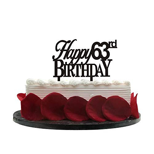 Minhero Lee Happy 63rd Birthday Cake Topper - 63rd Birthday Party Decoration Supplies Black-5.5inch