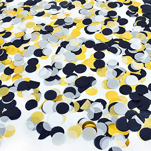 Round Tissue Confetti Circle Dots Table Scatter Paper Confetti for Gender Reveal Valentines Day Wedding Baby Shower Birthday Party Balloon Decorations 6000 Pieces50g Black and Gold