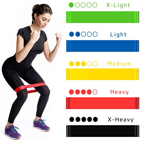TUOLONG Resistance Loop Exercise Bands Set for Legs Glutes Arms Physio Pilates Yoga with 5 Resistance Levels Strength-Carry Bag Included Workout at Home