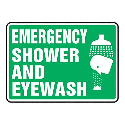 Accuform inchEmergency Shower and Eyewash inch Safety Sign Plastic 7 x 10 Inches  MFSD450VP