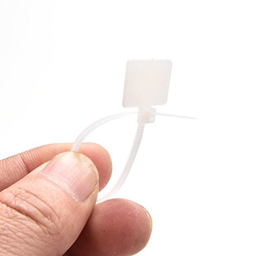 Crqes 100 Pcs Zip Ties Wire Power Cable Label Mark Tags Nylon Self-Locking Label Tie