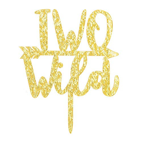 Gold Glitter Wild Two With Arrow Cake Topper - Acrylic 2nd Birthday Cake Toppers - Baby Boy/Girl's Second Birthday Party Decorations Gold Glitter Wild Two With Arrow Cake Topper - Acrylic 2nd Birthday Cake Toppers - Baby Boy/Girl's Second Birthday Party Decorations