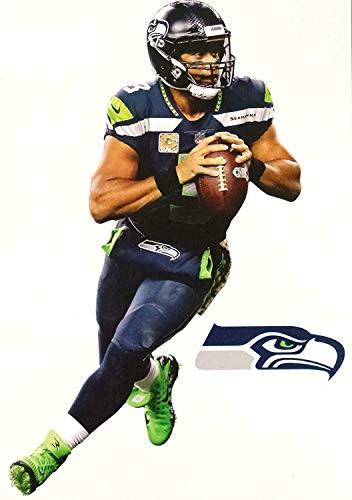 Russell Wilson Mini FATHEAD plus  Seattle Logo Official NFL Vinyl Wall Graphics 7 inch INCH